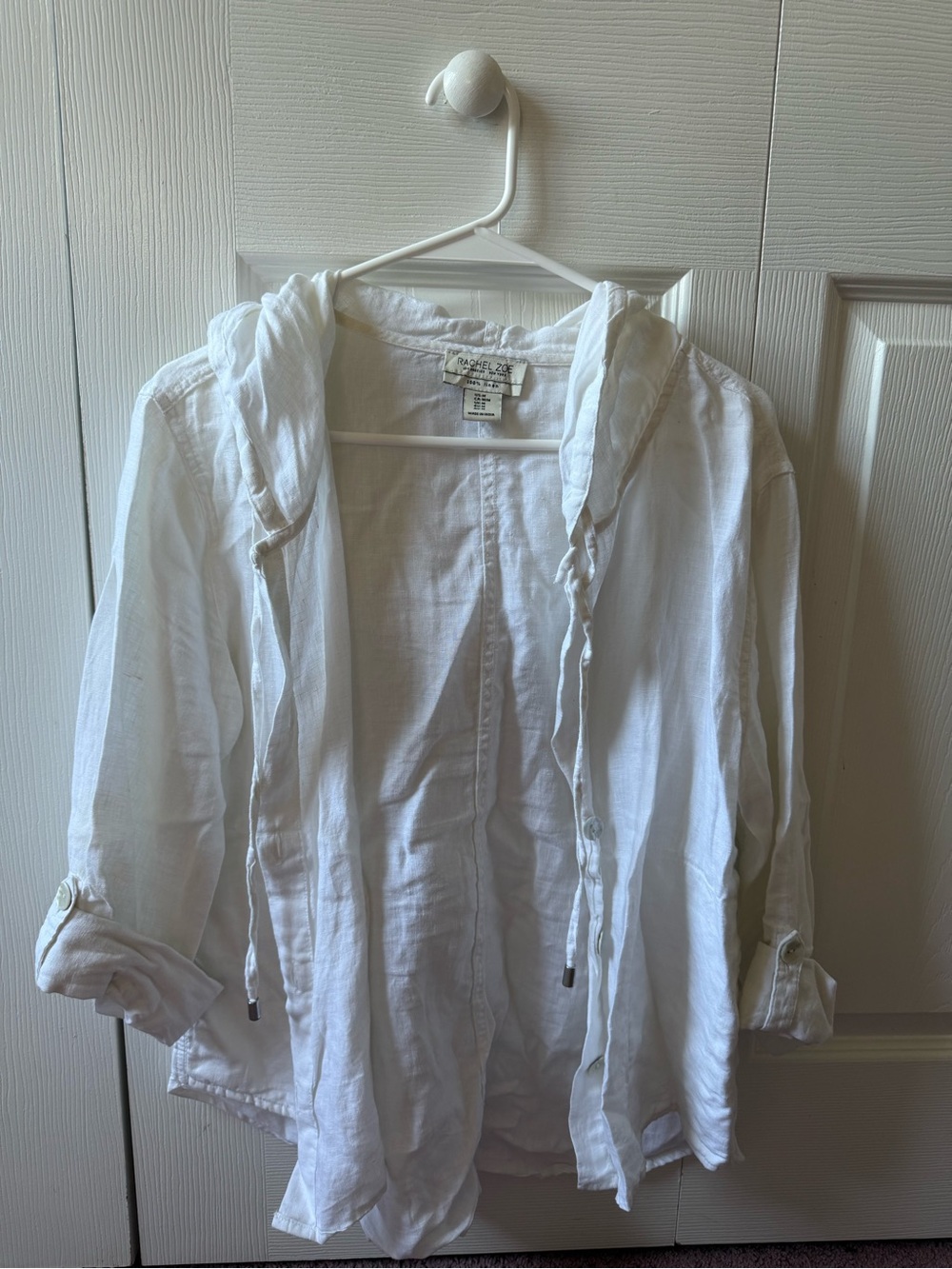 Rachel Zoe White Hooded Lightweight Utility Jacket